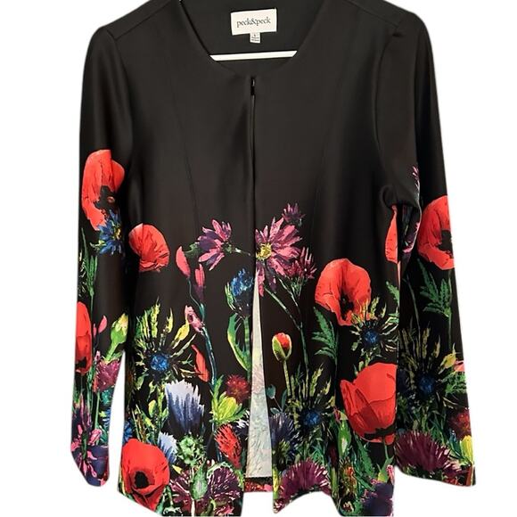 Peck & Peck Light weight Gorgeous Poppy Floral Flower Jacket Size Small - Picture 1 of 4
